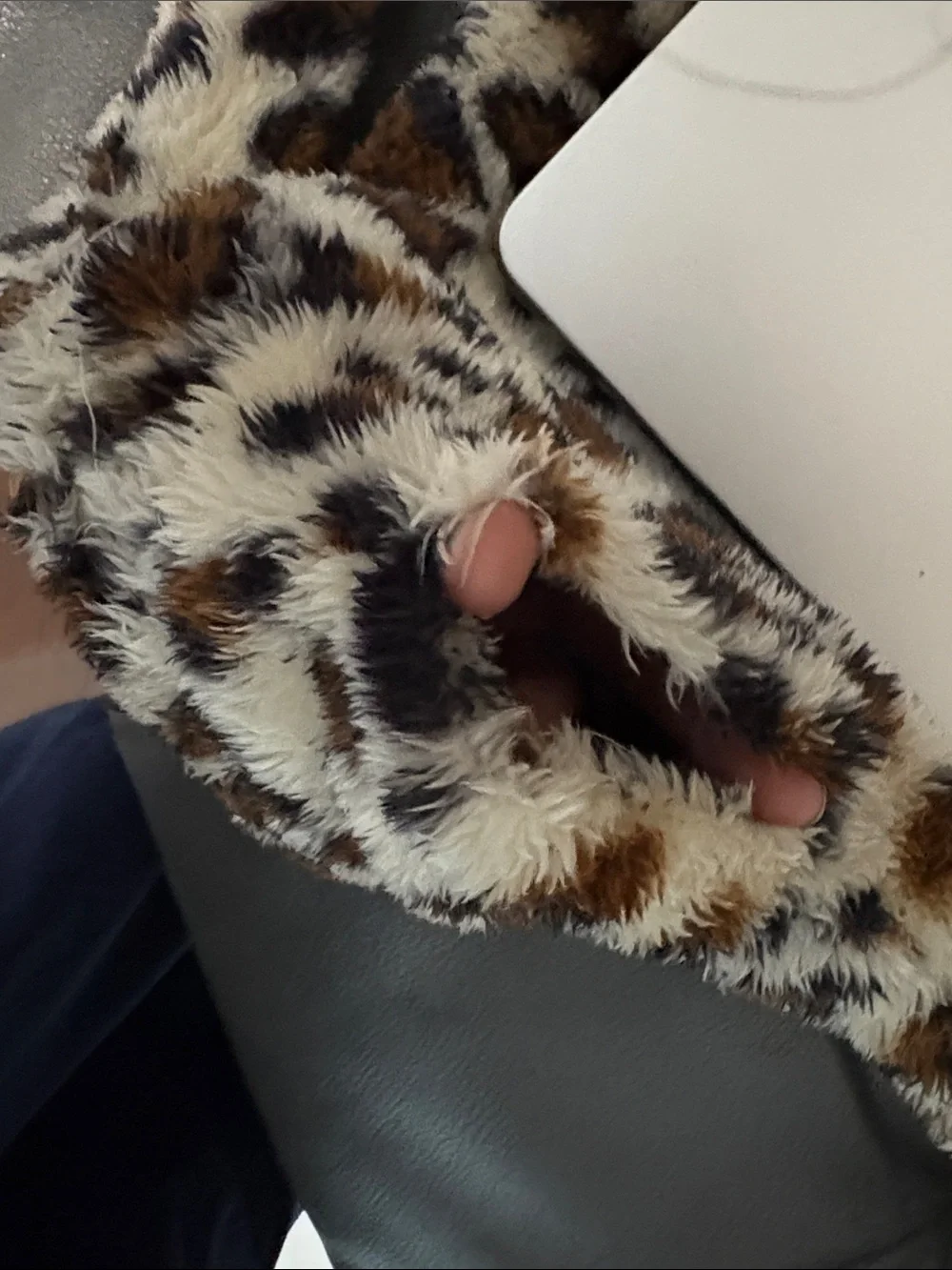 Leopard Faux Fur Shoulder Bag - Cream/Brown